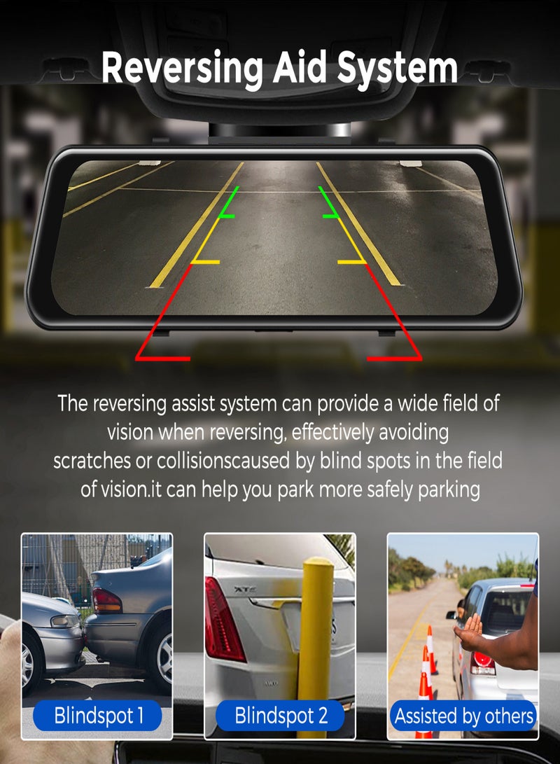 AZDOME AR09 Car Recorder WiFi 9.66‘’ HD 2160P Dual Lens 150 Degree Wide Angle/Night Vision/G Sensor/Loop Recording/Streaming Full Screen Touch Smart Car DVR Support Car and Truck Mirror - Image 5